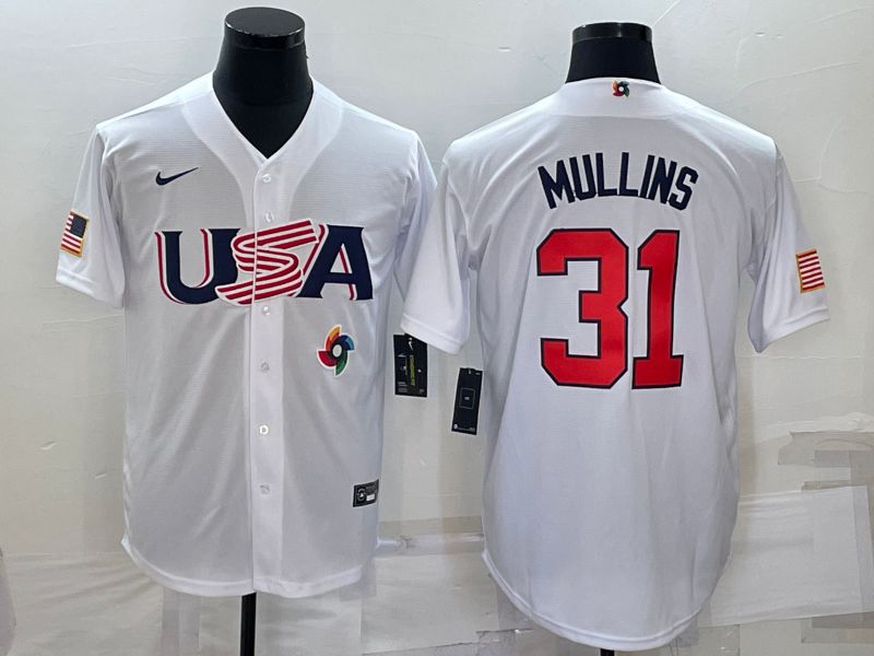 Men 2023 World Cub USA 31 Mullins White Nike MLB Jersey7